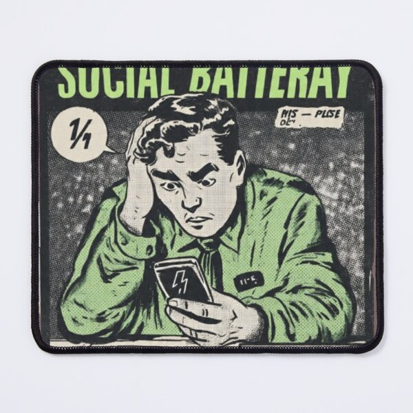 Item preview, Social Battery At 1% Please Do Not Recharge Retro Comic T-Shirt designed and sold by Dream Weave Studio.