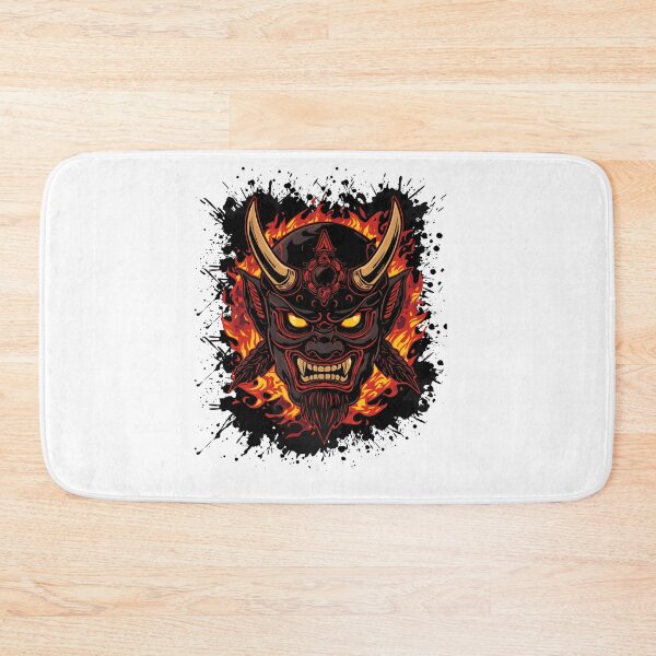 Item preview, Oni Mask Fire Demon Japanese Samurai Mask Grunge Splatter T-Shirt designed and sold by QuirkyCloud Designs.