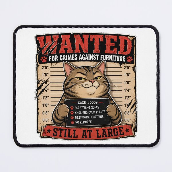 Item preview, Wanted for Crimes Against Furniture – Funny Cat Mugshot Vintage Pet Lover Design designed and sold by Shabrinox.