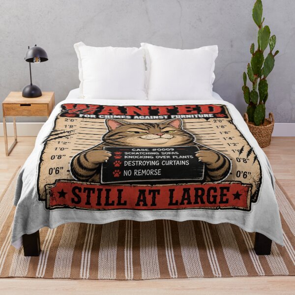Item preview, Wanted for Crimes Against Furniture – Funny Cat Mugshot Vintage Pet Lover Design designed and sold by Shabrinox.