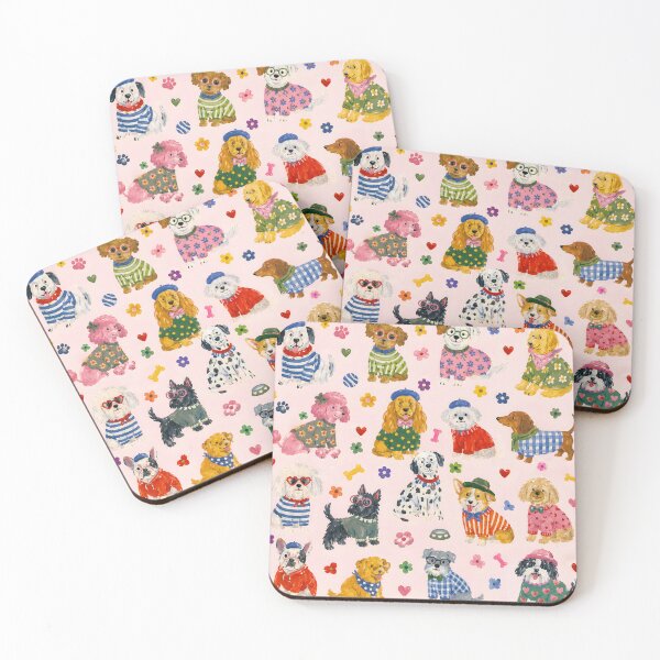 Item preview, Cute Dogs Pattern, Hand-Drawn Bright Illustration designed and sold by Cristina Galerina.