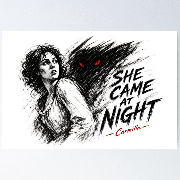 Item preview, Carmilla She Came At Night Vintage Gothic Horror Sketch Art designed and sold by Fenay Designs.