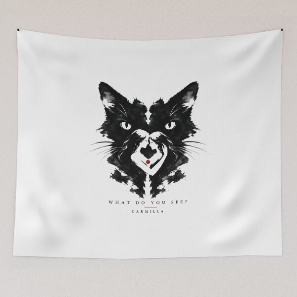 Item preview, Carmilla What Do You See Rorschach Inkblot Black Cat Vampire Art designed and sold by Fenay Designs.