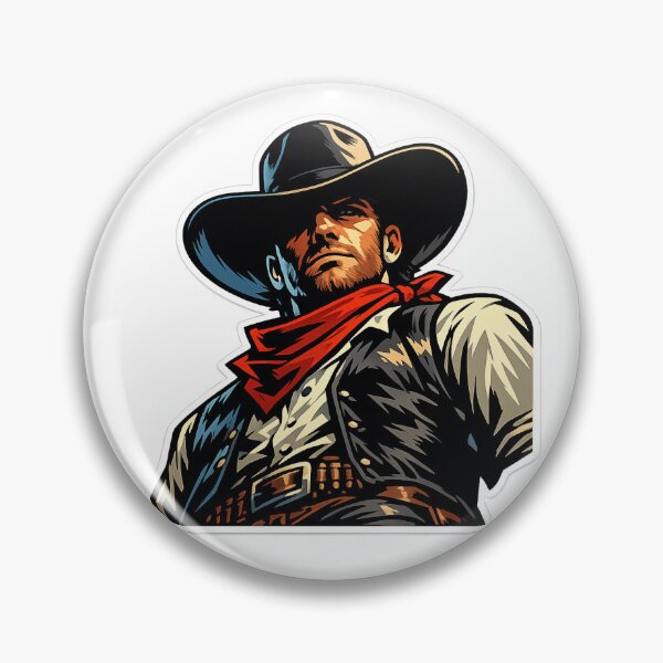 Item preview, Dramatic Low Angle Serious Cowboy Western Hero Sticker designed and sold by CartX Global Inc.