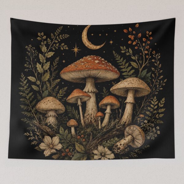 Item preview, T-Shirt - Wall Art - Whimsical Moonlit Mushroom Grove designed and sold by ForeverPrintsOK.