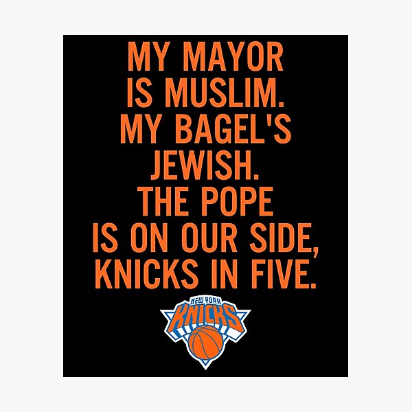 Item preview, My Mayor Is Muslim My Bagel Is Jewish Knicks Fan designed and sold by KAWKAW-DRHM.