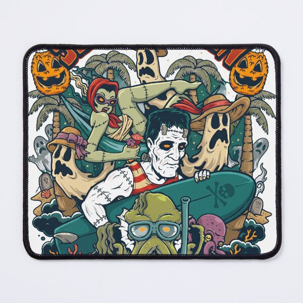 Item preview, Vintage Summerween Beach Monsters Surfing Halloween Shirt designed and sold by Kai4121.
