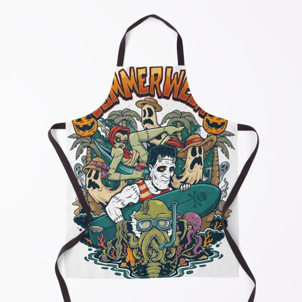 Item preview, Vintage Summerween Beach Monsters Surfing Halloween Shirt designed and sold by Kai4121.