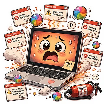 Artwork thumbnail, Panic Loading Computer Error Sticker by InkPixell