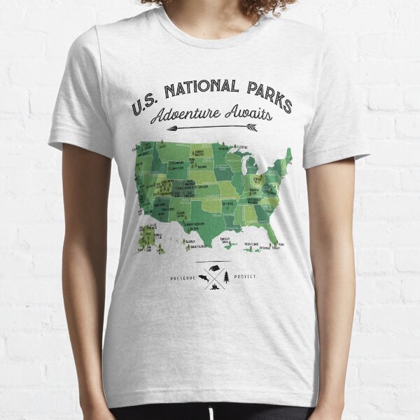 National Park Map Vintage T Shirt - All 59 National Parks Gifts T-shirt Men Women Kids Essential T-Shirt