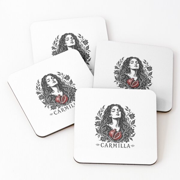 Item preview, Carmilla Gothic Line Art Portrait Split Pomegranate Vampire Design designed and sold by Fenay Designs.
