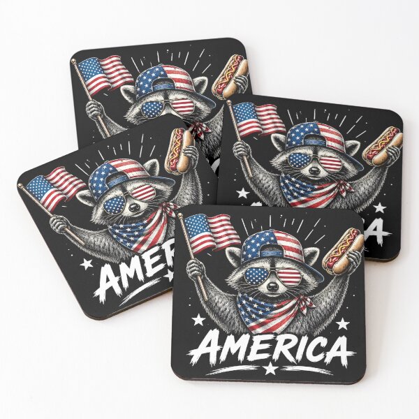 Item preview, America Patriotic Raccoon 4th Of July Independence Hot dog Art designed and sold by VGAfanatic.