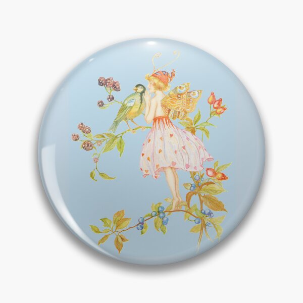 Item preview, Forest Fairy Fantasy Illustration Light Pastel Colorful Cottagecore Pattern - Blue Background  designed and sold by CanisArtStudio.