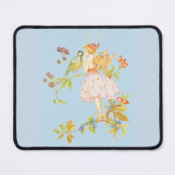 Item preview, Forest Fairy Fantasy Illustration Light Pastel Colorful Cottagecore Pattern - Blue Background designed and sold by CanisArtStudio.