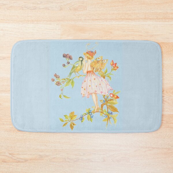 Item preview, Forest Fairy Fantasy Illustration Light Pastel Colorful Cottagecore Pattern - Blue Background  designed and sold by CanisArtStudio.