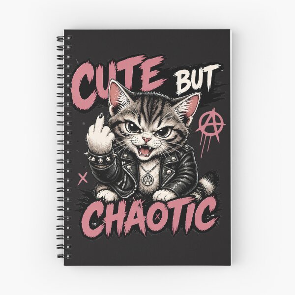 Item preview, Cute But Chaotic Punk Rock Cat Funny Anarchist Kitten Cat Lover T-Shirt designed and sold by QuirkyCloud Designs.