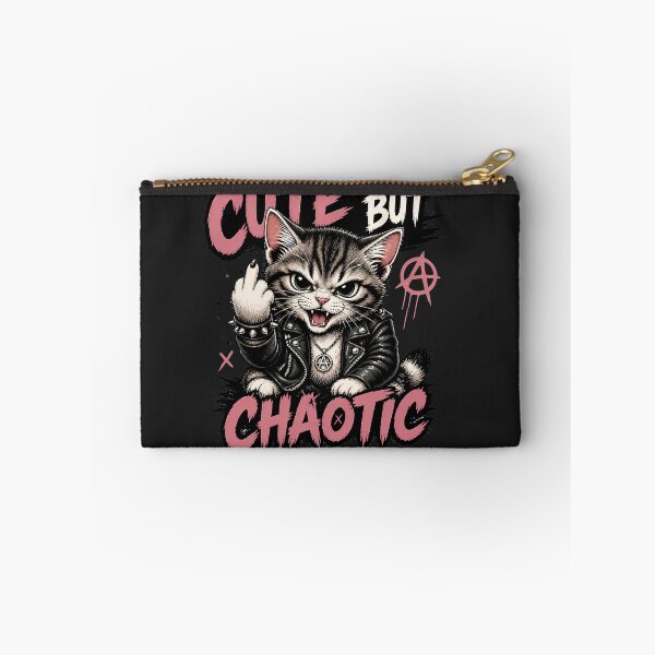 Item preview, Cute But Chaotic Punk Rock Cat Funny Anarchist Kitten Cat Lover T-Shirt designed and sold by QuirkyCloud Designs.