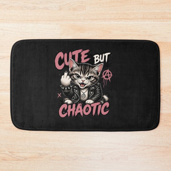 Item preview, Cute But Chaotic Punk Rock Cat Funny Anarchist Kitten Cat Lover T-Shirt designed and sold by QuirkyCloud Designs.