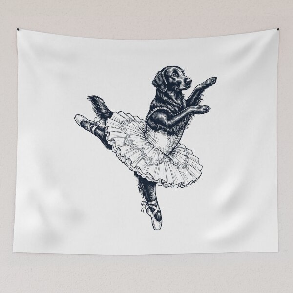 Item preview, Vintage Flat Coated Retriever Ballet Dancer Ballerina Dog Lover designed and sold by dian-rody-crest.