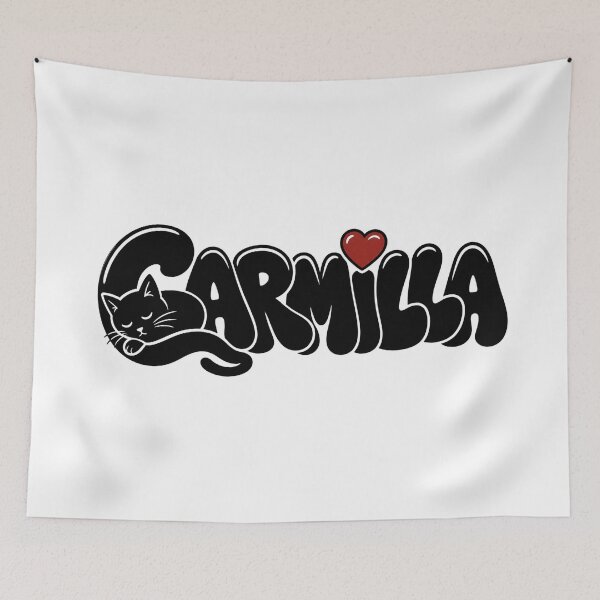 Item preview, Carmilla Cute Black Cat Heart Typography Vampire Art designed and sold by Fenay Designs.