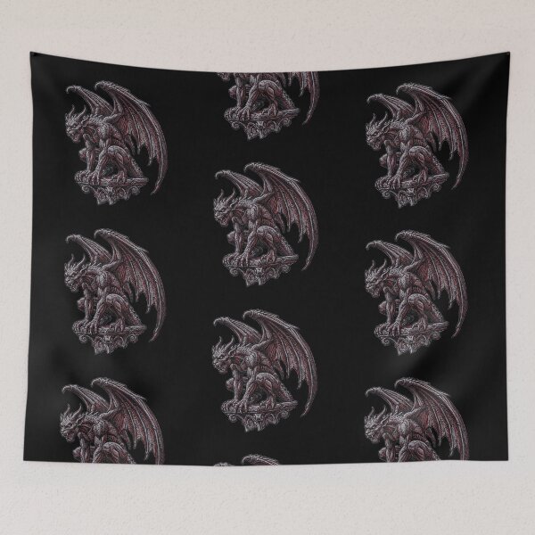 Item preview, Gothic Gargoyle with Dragon Wings in Embroidered Style designed and sold by David Mateo ArtWorks.