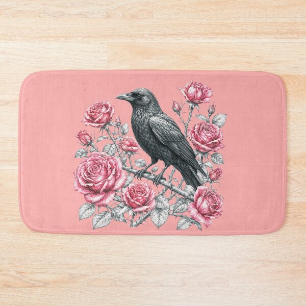 Item preview, Gothic Crow and Red Roses Vintage Ink Sketch Art designed and sold by BreezifyDesignStudio.