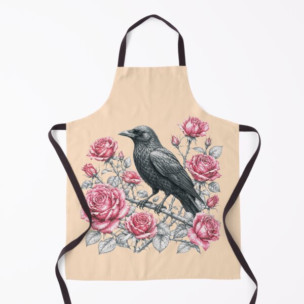 Item preview, Gothic Crow and Red Roses Vintage Ink Sketch Art designed and sold by BreezifyDesignStudio.