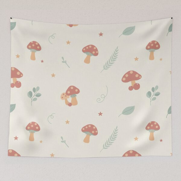 Item preview, Cottagecore Mushroom Pattern — Botanical Forestcore  Boho Dorm Decor Sage Green Terracotta designed and sold by gowalker.