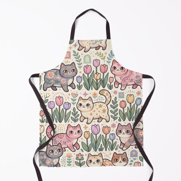 Item preview, Cute Cats and Tulip Garden Pattern designed and sold by Iampoji.