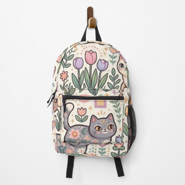 Item preview, Cute Cats and Tulip Garden Pattern designed and sold by Iampoji.