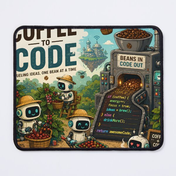 Item preview, Coffee to Code – Cute Robots Harvesting Coffee Beans into Programming Magic Vector Design designed and sold by PenchalaPrabhas.