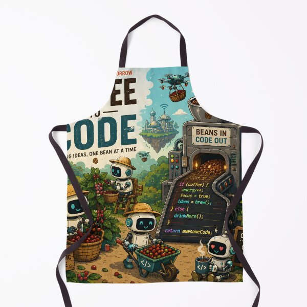 Item preview, Coffee to Code – Cute Robots Harvesting Coffee Beans into Programming Magic Vector Design designed and sold by PenchalaPrabhas.