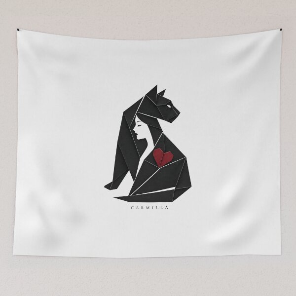 Item preview, Carmilla Origami Black Cat Woman Silhouette Gothic Art designed and sold by Fenay Designs.