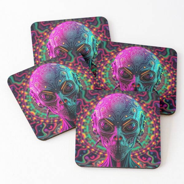 Item preview, Psychedelic Alien Portrait with Neon Colors designed and sold by HappyPrintCo.