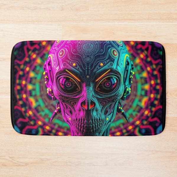 Item preview, Psychedelic Alien Portrait with Neon Colors designed and sold by HappyPrintCo.