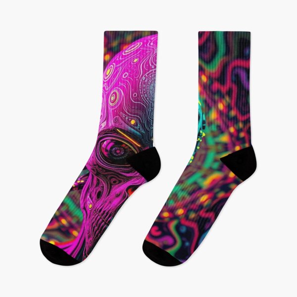 Item preview, Psychedelic Alien Portrait with Neon Colors designed and sold by HappyPrintCo.
