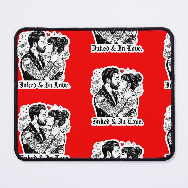 Item preview, Inked And In Love Tattoo Couple Kiss — Alternative Gothic Romance Gift T-Shirt Sticker Print designed and sold by Alicia arts.