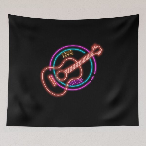 Item preview, Retro Neon Live Music Sign - Glowing Acoustic Guitar Concert Aesthetic Art designed and sold by alalame.