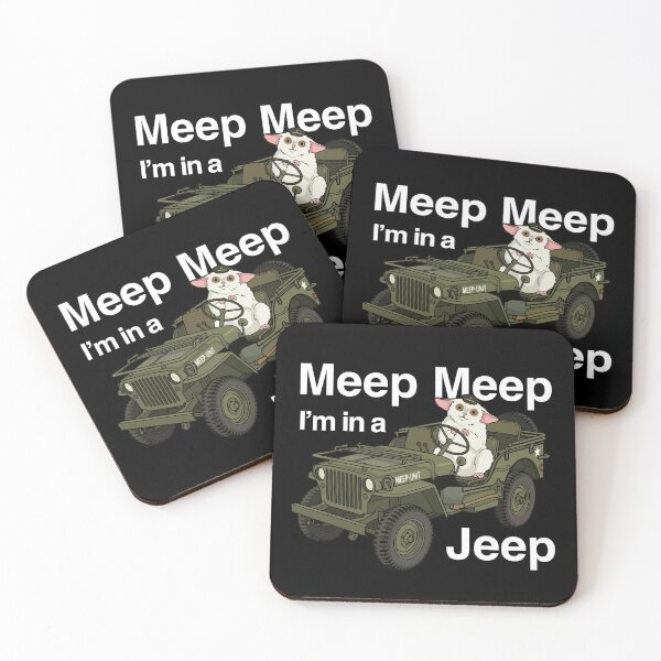 Aperçu de l'œuvre Docteur Who Meep Meep Je suis dans une Jeep (Blanc sur Noir) créée et vendue par Vortex-Visuals.