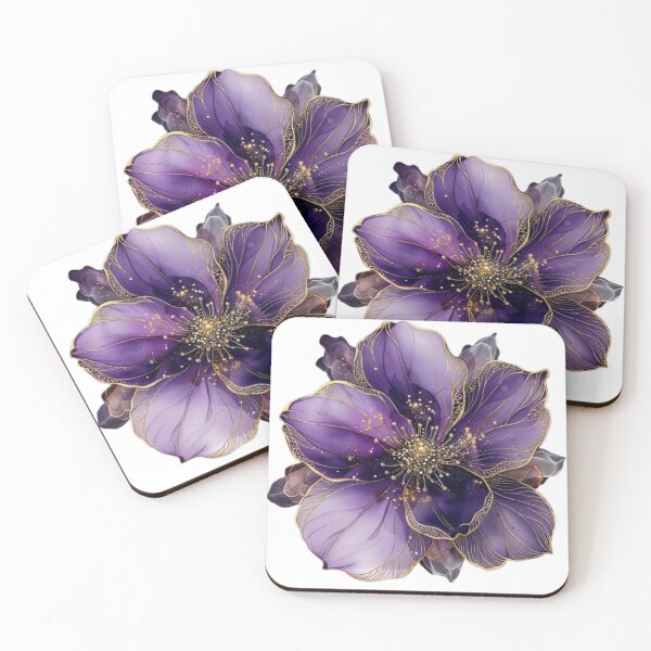 Item preview, Luxury Purple Flower Art  Golden Petals, Timeless Beauty designed and sold by Marketflowcreation .