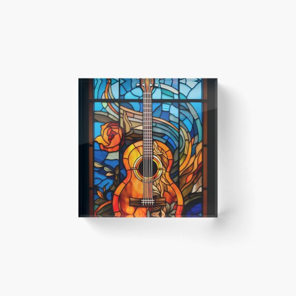Item preview,  Acoustic Guitar Stained Glass Window Design designed and sold by pinkal.