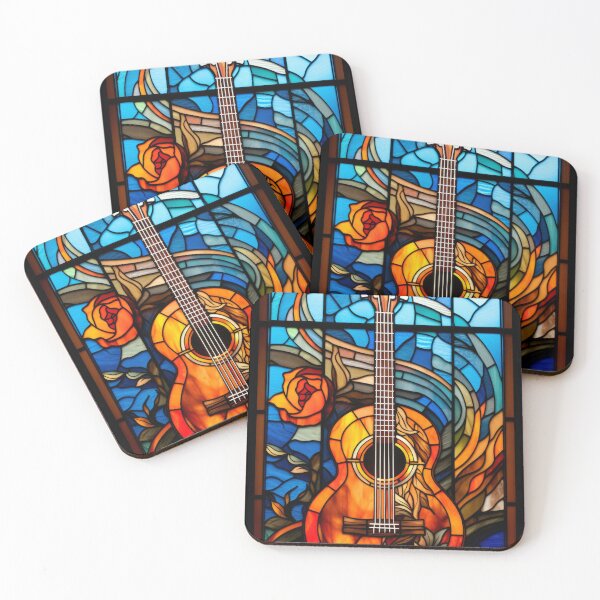 Item preview,  Acoustic Guitar Stained Glass Window Design designed and sold by pinkal.