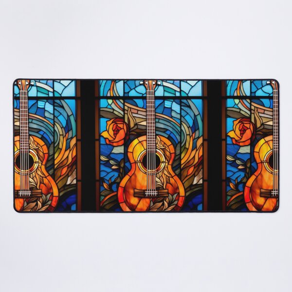 Item preview, Acoustic Guitar Stained Glass Window Design designed and sold by pinkal.