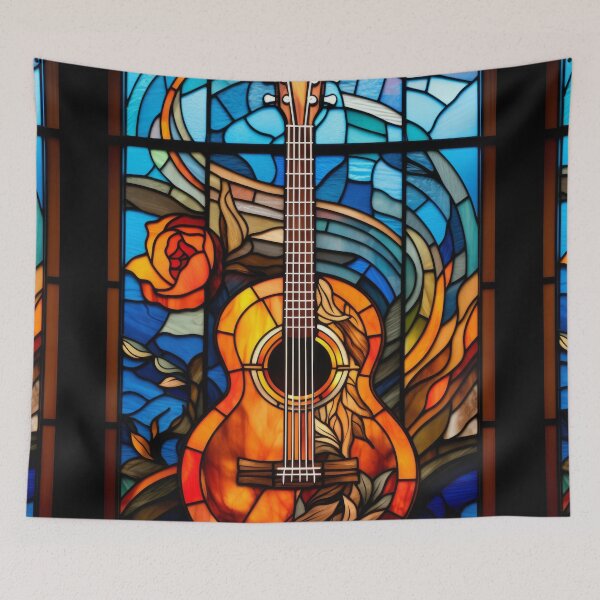 Item preview,  Acoustic Guitar Stained Glass Window Design designed and sold by pinkal.