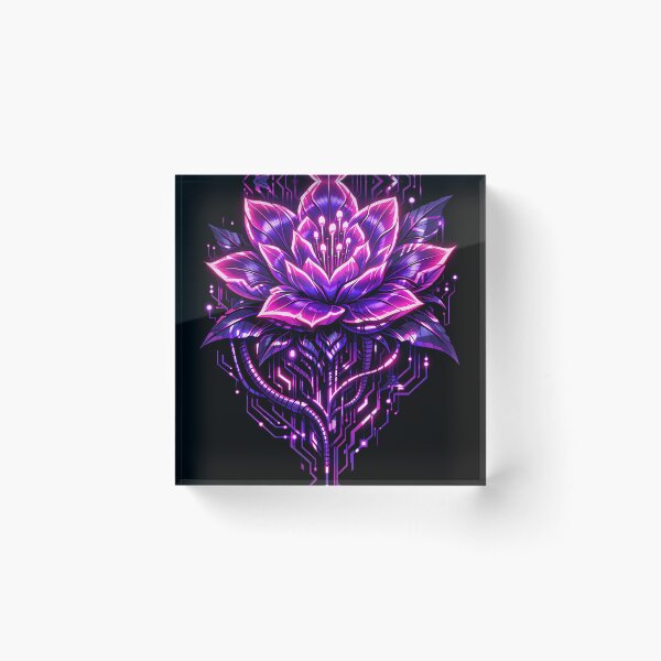 Item preview, Cyberpunk Neon Flower – Futuristic Biomechanical Bloom designed and sold by Neo Tokio.
