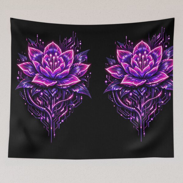 Item preview, Cyberpunk Neon Flower – Futuristic Biomechanical Bloom designed and sold by Neo Tokio.