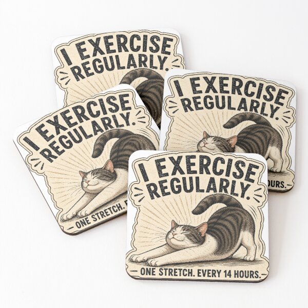Item preview, I Exercise Regularly – One Stretch Every 14 Hours Funny Cat Lover Design designed and sold by Shabrinox.