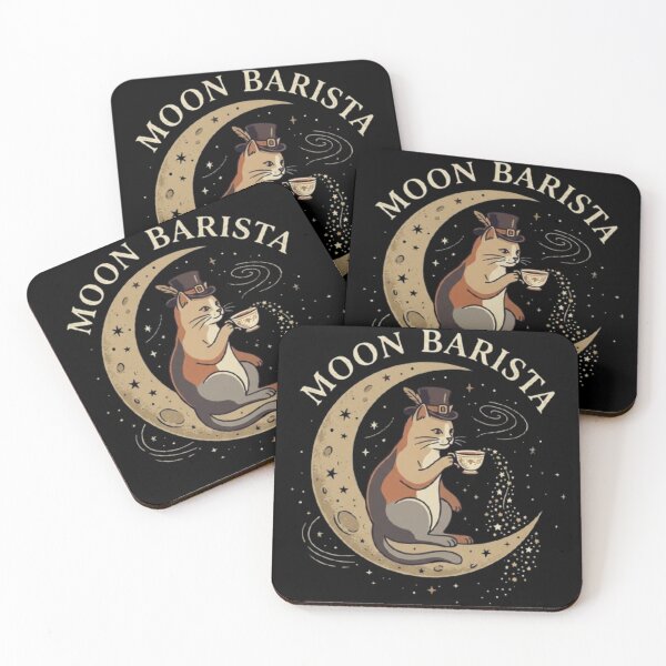 Item preview, Whimsical Cat – Moonlit Barista Design designed and sold by Dogandesighn.