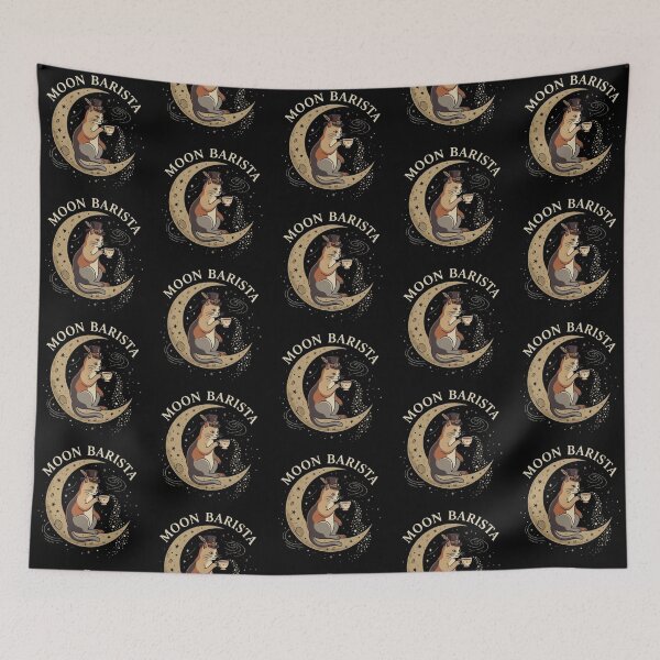 Item preview, Whimsical Cat – Moonlit Barista Design designed and sold by Dogandesighn.
