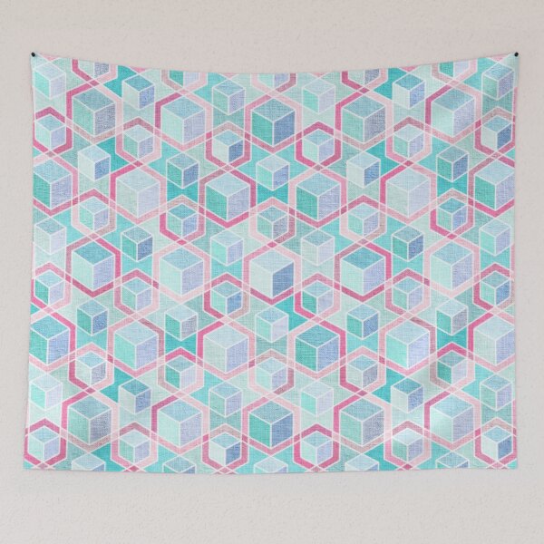 Item preview, Isometric Blocks in Ice Blue Aqua and Blush Pink  designed and sold by micklyn.